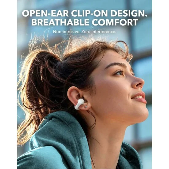 Bluetooth 5.3 безжични слушалки, Open-Ear, IPX4, намаляване на шума, микрофон - Anker SoundCore C30i (A3330G21) - бял