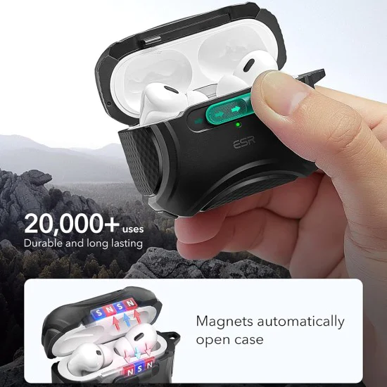 Калъф за Apple AirPods Pro 1/2 - ESR Cyber ​​Magnetic Lock HaloLock - Черен