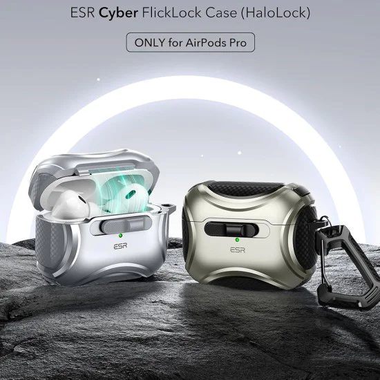 Калъф за Apple AirPods Pro 1/2 - ESR Cyber ​​Magnetic Lock HaloLock - Сив