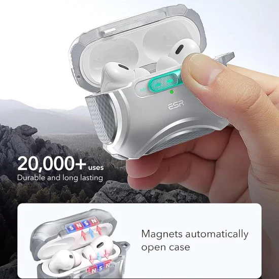 Калъф за Apple AirPods Pro 1/2 - ESR Cyber ​​Magnetic Lock HaloLock - Сив