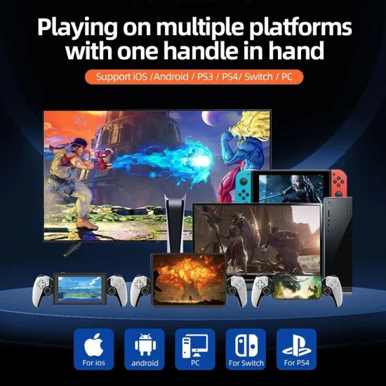 Bluetooth безжичен контролер за телефон, таблет, суич/PS4, 400mAh - (BSP-D9) - бял