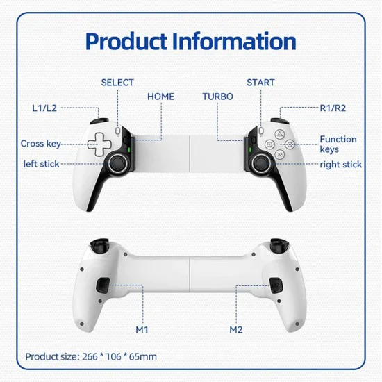Bluetooth безжичен контролер за телефон, таблет, суич/PS4, 400mAh - (BSP-D9) - бял