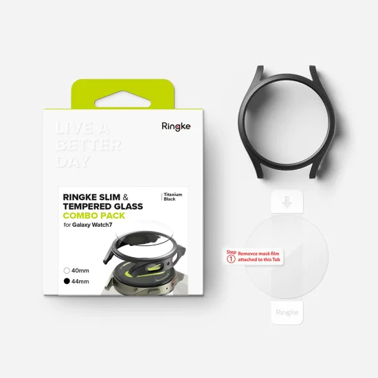 Протектор за Samsung Galaxy Watch7 44 мм + Протектор - Ringke Slim - титаниево черен