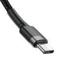 Кабел за данни Type-C към Type-C, 60W, 3A, 2m - Baseus Cafule (CATKLF-HG1) - сив / черен