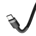 Кабел за данни Type-C към Type-C, 60W, 3A, 2m - Baseus Cafule (CATKLF-HG1) - сив / черен