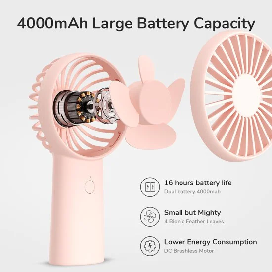 Преносим вентилатор 4000mAh - JisuLife (FA20X) - розов