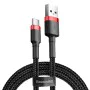 Кабел за данни USB към Type-C 3A, 480Mbps, 1m - Baseus Cafule (CATKLF-B91) - Червен / Черен