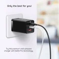 3в1 ЕС зарядно устройство, 65 W, кабел Type-C - Baseus GaN5 Pro (CCGP120202) - бял