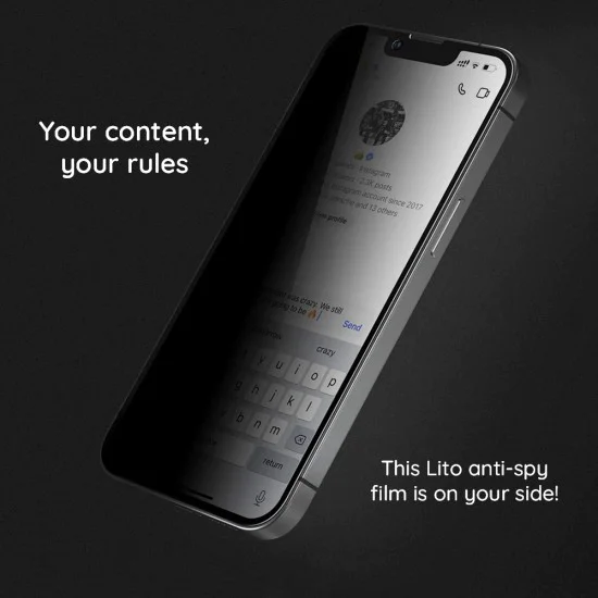 Протектор за iPhone 15 Plus - Lito HD PRO Privacy - Черен