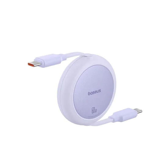 Кабел за данни Type-C към Type-C, 60W, 1m - Baseus Free2Pull Mini (P10364500511-01) - Nebula Purple