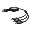 Кабел за данни USB към Type-C, Lightning, Micro-USB, 100 W, 1,1 m - Baseus Free 2 Draw (P10368700111-03) - Cluster Black
