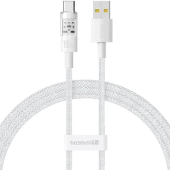 USB към Type-C кабел, Супер бързо зареждане 100W, 2m - Baseus Gem (P103737300222211-01) - Moon White