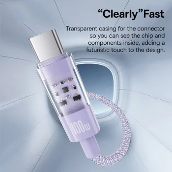 USB към Type-C кабел, Супер бързо зареждане 100W, 2m - Baseus Gem (P10373002511-01) - Nebula Purple