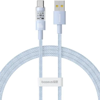 USB към Type-C кабел, супер бързо зареждане 100 W, 2 м - Baseus Gem (P1037373002311-01) - Galaxy Blue