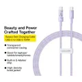 USB-C към Type-C кабел, супер бързо зареждане 100 W, 1 m - Baseus Gem (P103737300051111-00) - Nebula Purple