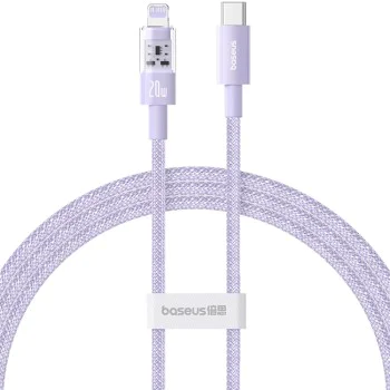 Кабел USB-C към Lightning, бързо зареждане 20W, 1m - Baseus Gem (P1037300151111-00) - Nebula Purple