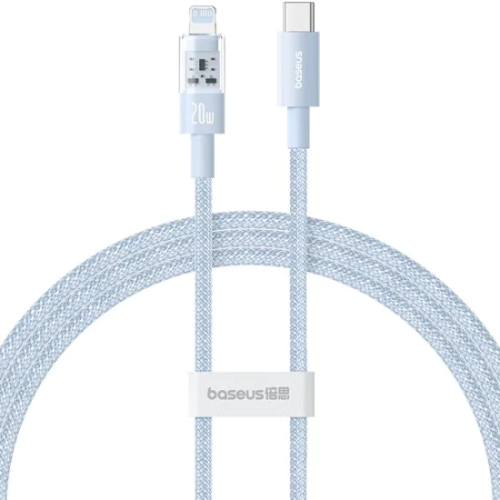 Кабел USB-C към Lightning, бързо зареждане 20W, 1m - Baseus Gem (P10373001311-00) - Galaxy Blue
