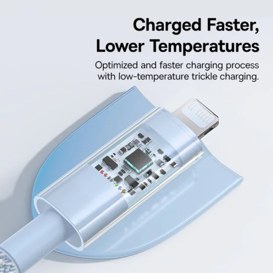 Кабел USB-C към Lightning, бързо зареждане 20W, 1m - Baseus Gem (P10373001311-00) - Galaxy Blue