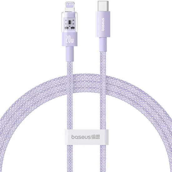 Кабел USB-C към Lightning, бързо зареждане 20W, 2m - Baseus Gem (P10373001511-01) - Nebula Purple