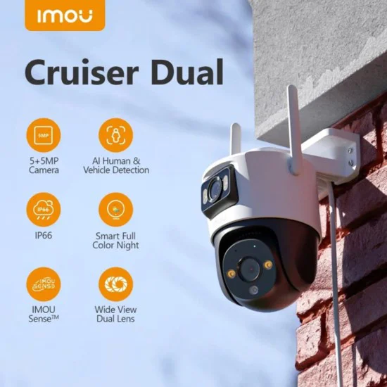8MP Wi-Fi камера за наблюдение с бързо откриване и известяване - Imou Outdoor Camera Cruiser Dual (IPC-S7XP-8M0WED-0360B) - Бял