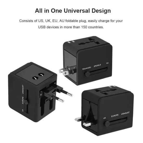 Адаптер за PD20W, QC, USB, Type-C, EU, UK, AUS, US - (HHT148) - черен