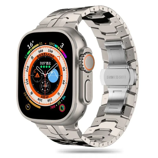 Каишка за Apple Watch 1/2/3/3/4/4/5/5/5/6/6/7/8/7/8/9/10/SE/SE/SE 2/Ultra/Ultra 2 ( 42/44/45/46/49 мм) - Каишка за часовник (W063) - Титан