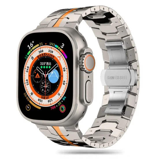 Каишка за часовник за Apple Watch 1/2/3/3/4/4/5/5/5/6/6/7/8/7/8/9/10/SE/SE/SE 2/Ultra/Ultra 2 (42/44/45/46/49 мм) - Каишка за часовник (W063) - Титаниево оранжево