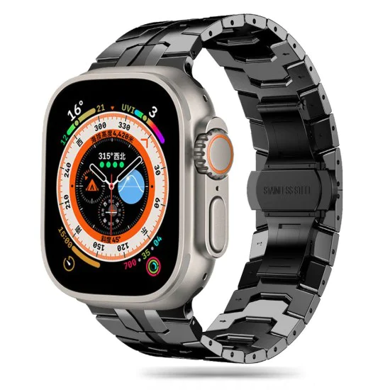 Каишка за Apple Watch 1/2/3/3/4/4/5/5/5/6/6/7/8/7/8/9/10/SE/SE/SE 2/Ultra/Ultra 2 ( 42/44/45/46/49 мм) - Каишка за часовник (W063) - Черен