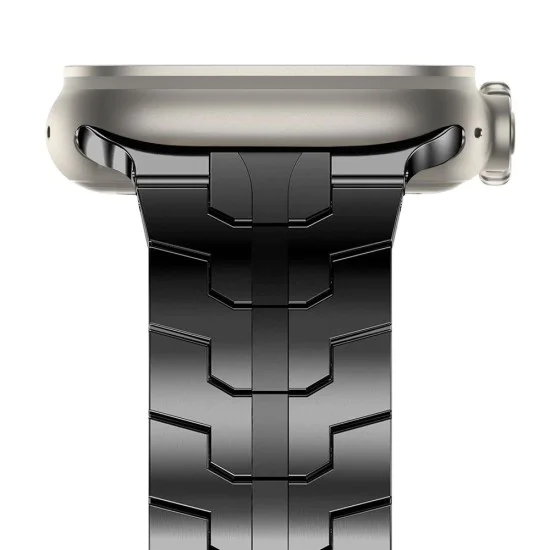 Каишка за Apple Watch 1/2/3/3/4/4/5/5/5/6/6/7/8/7/8/9/10/SE/SE/SE 2/Ultra/Ultra 2 ( 42/44/45/46/49 мм) - Каишка за часовник (W063) - Черен оранжев