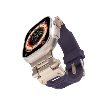 Каишка за часовник за Apple Watch 1/2/3/3/4/4/5/5/5/6/6/7/8/7/8/9/10/SE/SE/SE 2/Ultra/Ultra 2 (42/44/45/46/49 мм) - Каишка за часовник (W064) - Титаниево сребристо лилаво