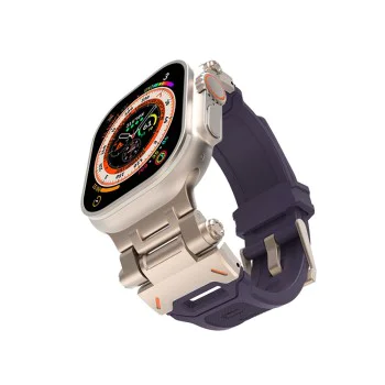 Каишка за часовник за Apple Watch 1/2/3/3/4/4/5/5/5/6/6/7/8/7/8/9/10/SE/SE/SE 2/Ultra/Ultra 2 (42/44/45/46/49 мм) - Каишка за часовник (W064) - Титаниево сребристо лилаво