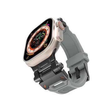 Каишка за часовник за Apple Watch 1/2/3/3/4/4/5/5/5/6/6/7/8/7/8/9/10/SE/SE/SE 2/Ultra/Ultra 2 (42/44/45/46/49 мм) - Каишка за часовник (W064) - Титаниево черно сиво