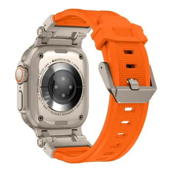 Каишка за часовник за Apple Watch 1/2/3/3/4/4/5/5/5/6/6/7/8/7/8/9/10/SE/SE/SE 2/Ultra/Ultra 2 (42/44/45/46/49 мм) - Каишка за часовник (W064) - Титаниево сребристо оранжево