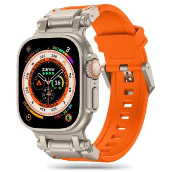Каишка за часовник за Apple Watch 1/2/3/3/4/4/5/5/5/6/6/7/8/7/8/9/10/SE/SE/SE 2/Ultra/Ultra 2 (42/44/45/46/49 мм) - Каишка за часовник (W064) - Титаниево сребристо оранжево