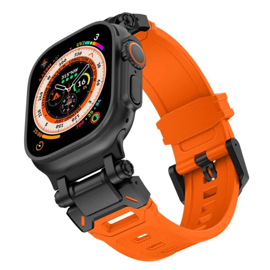 Каишка за часовник за Apple Watch 1/2/3/3/4/4/5/5/5/6/6/7/8/7/8/9/10/SE/SE/SE 2/Ultra/Ultra 2 (42/44/45/46/49 мм) - Каишка за часовник (W064) - Титаниево черно оранжево