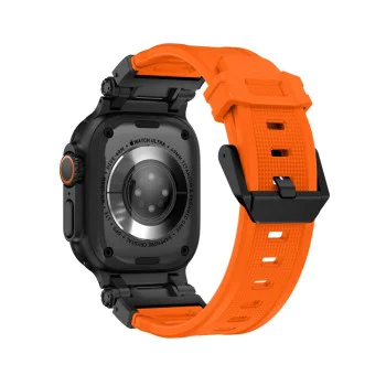 Каишка за часовник за Apple Watch 1/2/3/3/4/4/5/5/5/6/6/7/8/7/8/9/10/SE/SE/SE 2/Ultra/Ultra 2 (42/44/45/46/49 мм) - Каишка за часовник (W064) - Титаниево черно оранжево