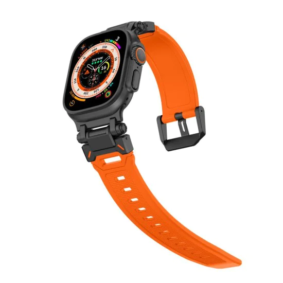 Каишка за часовник за Apple Watch 1/2/3/3/4/4/5/5/5/6/6/7/8/7/8/9/10/SE/SE/SE 2/Ultra/Ultra 2 (42/44/45/46/49 мм) - Каишка за часовник (W064) - Титаниево черно оранжево