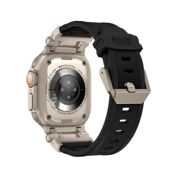 Каишка за часовник за Apple Watch 1/2/3/3/4/4/5/5/5/6/6/7/8/7/8/9/10/SE/SE/SE 2/Ultra/Ultra 2 (42/44/45/46/49 mm) - Каишка за часовник (W064) - Titanium Silver Black
