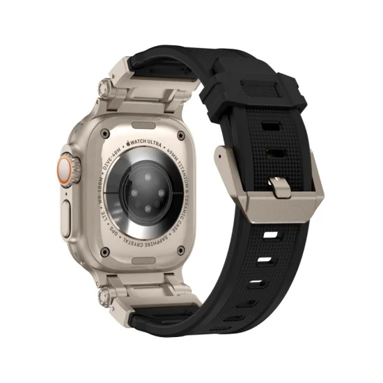 Каишка за часовник за Apple Watch 1/2/3/3/4/4/5/5/5/6/6/7/8/7/8/9/10/SE/SE/SE 2/Ultra/Ultra 2 (42/44/45/46/49 mm) - Каишка за часовник (W064) - Titanium Silver Black
