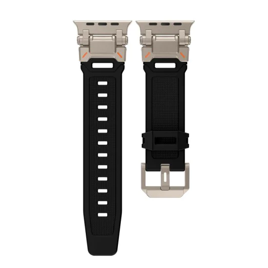 Каишка за часовник за Apple Watch 1/2/3/3/4/4/5/5/5/6/6/7/8/7/8/9/10/SE/SE/SE 2/Ultra/Ultra 2 (42/44/45/46/49 mm) - Каишка за часовник (W064) - Titanium Silver Black