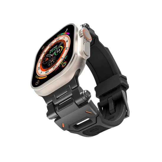 Каишка за часовник за Apple Watch 1/2/3/3/4/4/5/5/5/6/6/7/8/7/8/9/10/SE/SE/SE 2/Ultra/Ultra 2 (42/44/45/46/49 мм) - Каишка за часовник (W064) - Титаниево черно