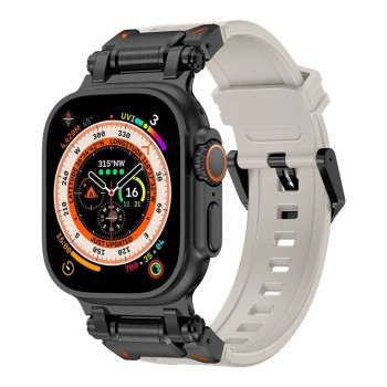 Каишка за часовник за Apple Watch 1/2/3/3/4/4/5/5/5/6/6/7/8/7/8/9/10/SE/SE/SE 2/Ultra/Ultra 2 (42/44/45/46/49 мм) - Каишка за часовник (W064) - Титаниево черно сиво