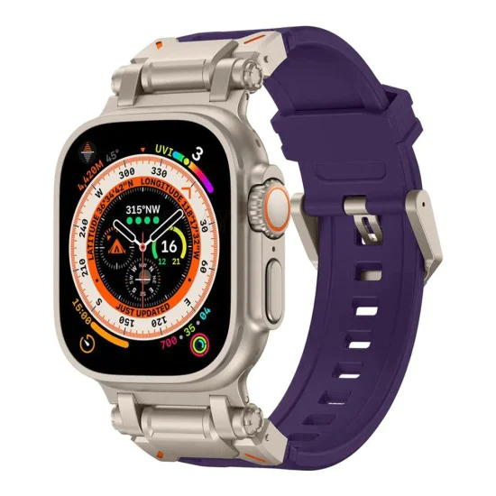 Каишка за часовник за Apple Watch 1/2/3/3/4/4/5/5/5/6/6/7/8/7/8/9/10/SE/SE/SE 2/Ultra/Ultra 2 (42/44/45/46/49 мм) - Каишка за часовник (W064) - Титаниево сребристо лилаво
