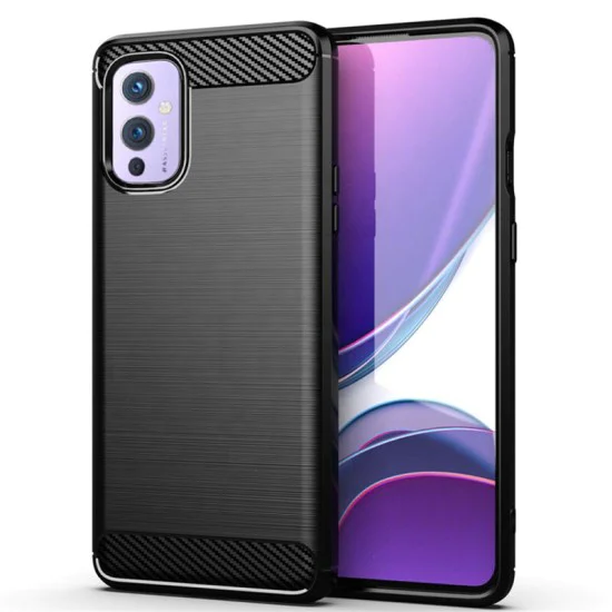 Калъф за OnePlus 9 - Carbon Silicone - Черен