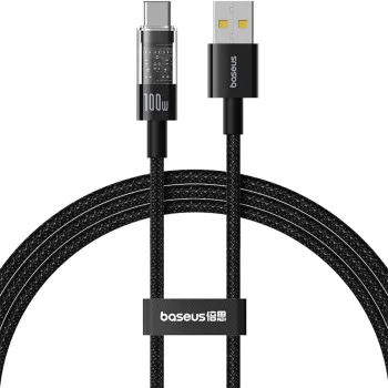 USB към Type-C кабел, Супер бързо зареждане 100W, 2m - Baseus Gem (P1037373002111-01) - Cluster Black