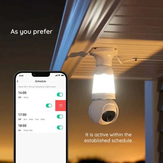Wi-Fi камера за наблюдение с бързо откриване и известяване - Imou Ranger Bulb Cam (IPC-S6DP-5M0WEB-E27) - бяла