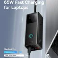 Зарядно устройство 3xAC, 2xUSB, 2x Type-C, 65W, кабел 100W - Baseus (PSLA020101) - черно