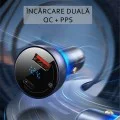Baseus - Зарядно за кола (CCKX-C0A) - Type-C PD65W, USB QC4.0 - Clear