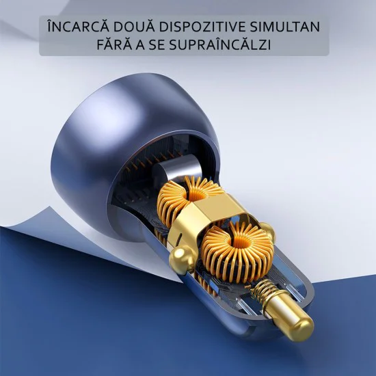 Baseus - Зарядно за кола (CCKX-C0A) - Type-C PD65W, USB QC4.0 - Clear