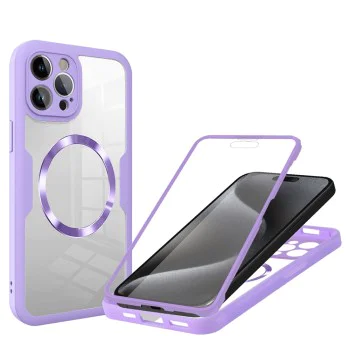 Калъф за iPhone 15 Pro + Протектор - ColorVerse 360 ​​MagSafe MagSafe Series - лилав